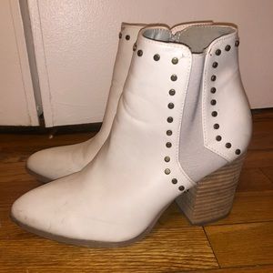 Studded White Booties